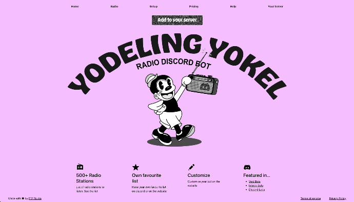 Screenshot of Yodeling Yokel Website